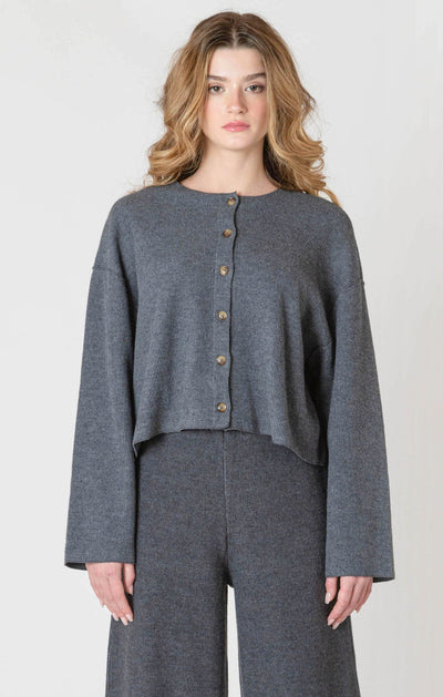 Cropped Knit Button-Up Cardigan DEX 