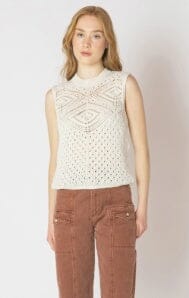 PATTERNED POINTELLE SWEATER Vest DEX 