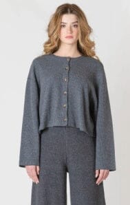 Cropped Knit Button-Up Cardigan DEX 