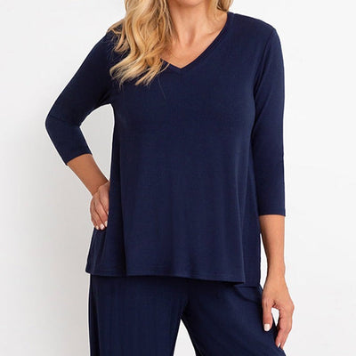 BAMBOO V-NECK TRAPEZE T, 3/4 SLEEVE JEMS Boutique Style 